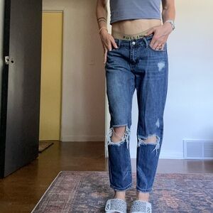 Denim & Co Women's Blue Boyfriend Jeans